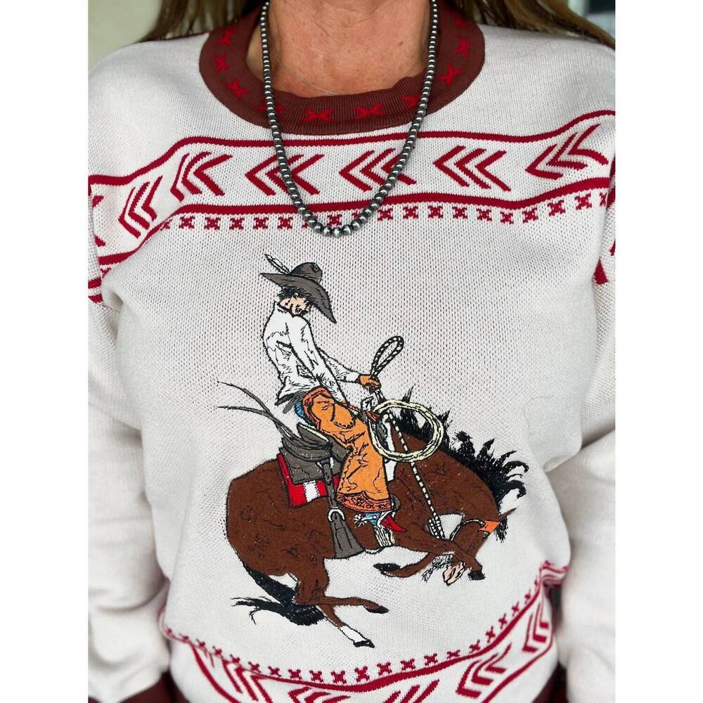 NEW STERLING KREEK the bronc sweater in white - Picture 2 of 8